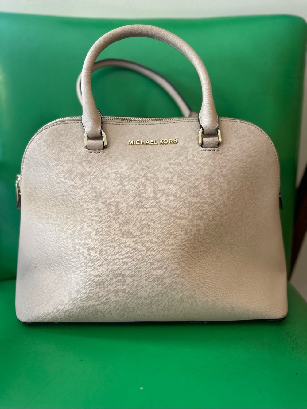 Michael Kors Light Pink Saffiano Dome Satchel with Gold Hardware